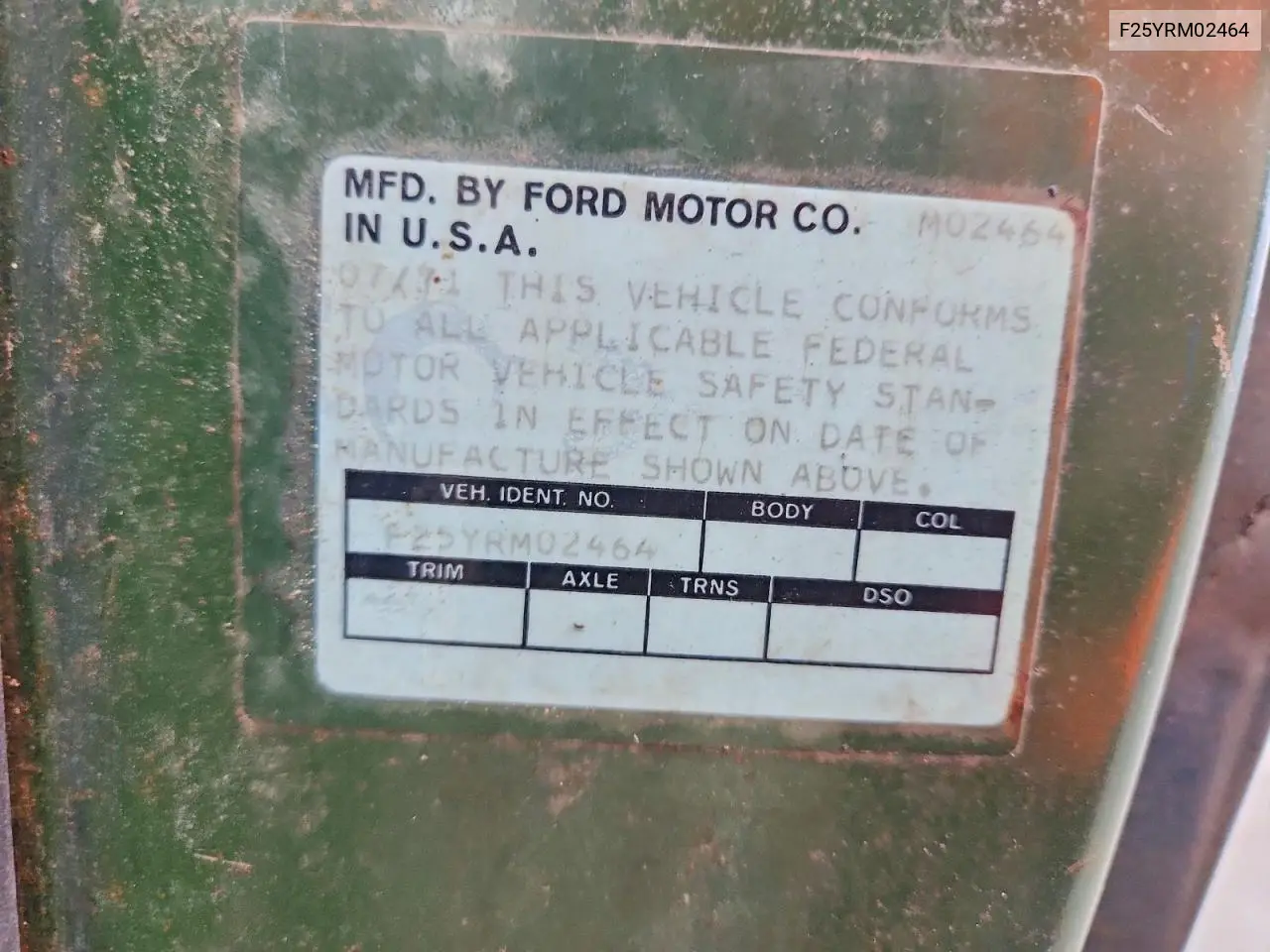 F25YRM02464 1971 Ford F-250