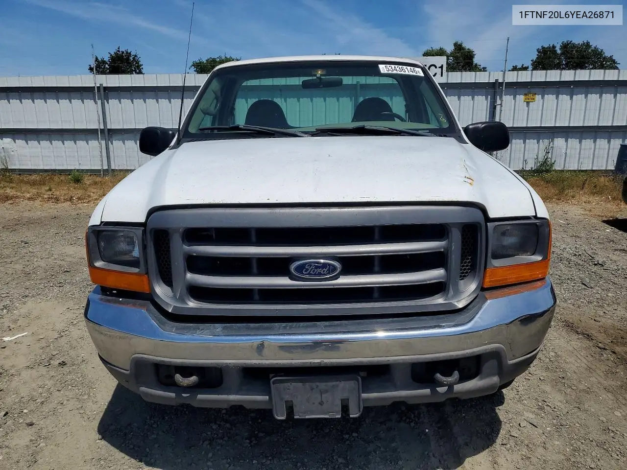 2000 Ford F250 Super Duty VIN: 1FTNF20L6YEA26871 Lot: 53436146