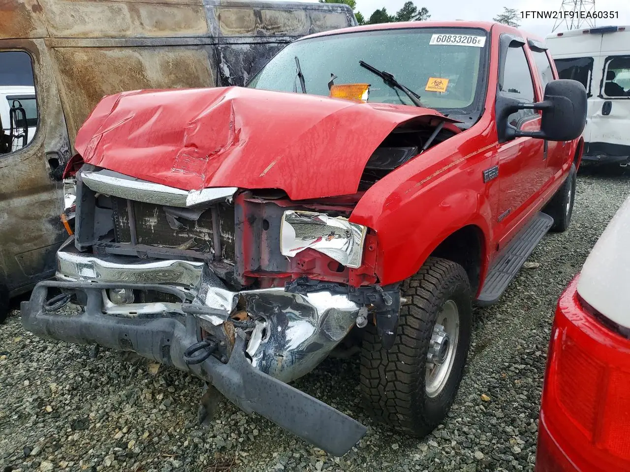 2001 Ford F250 Super Duty VIN: 1FTNW21F91EA60351 Lot: 60833206