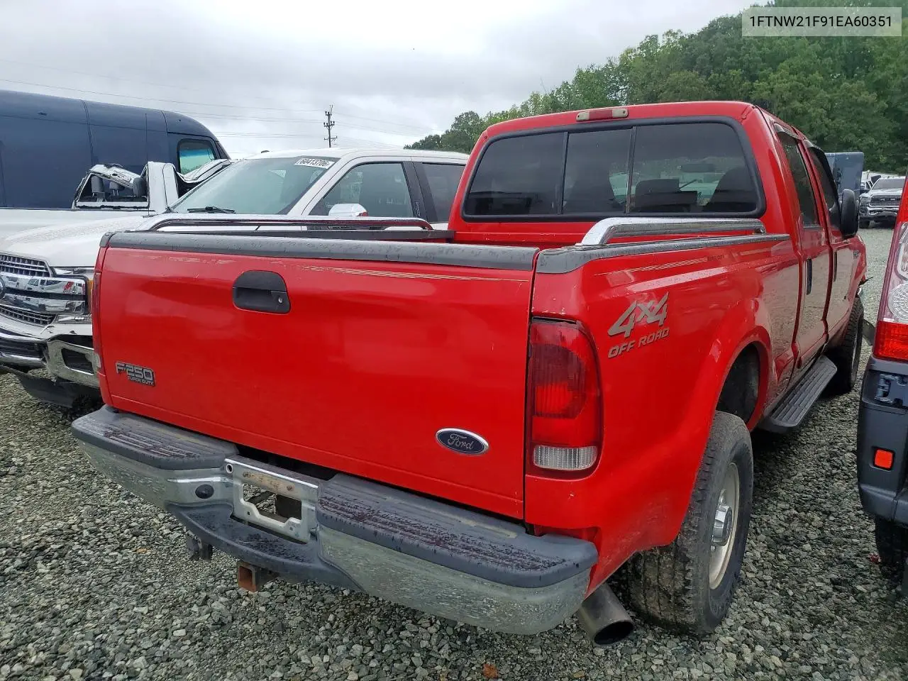2001 Ford F250 Super Duty VIN: 1FTNW21F91EA60351 Lot: 60833206
