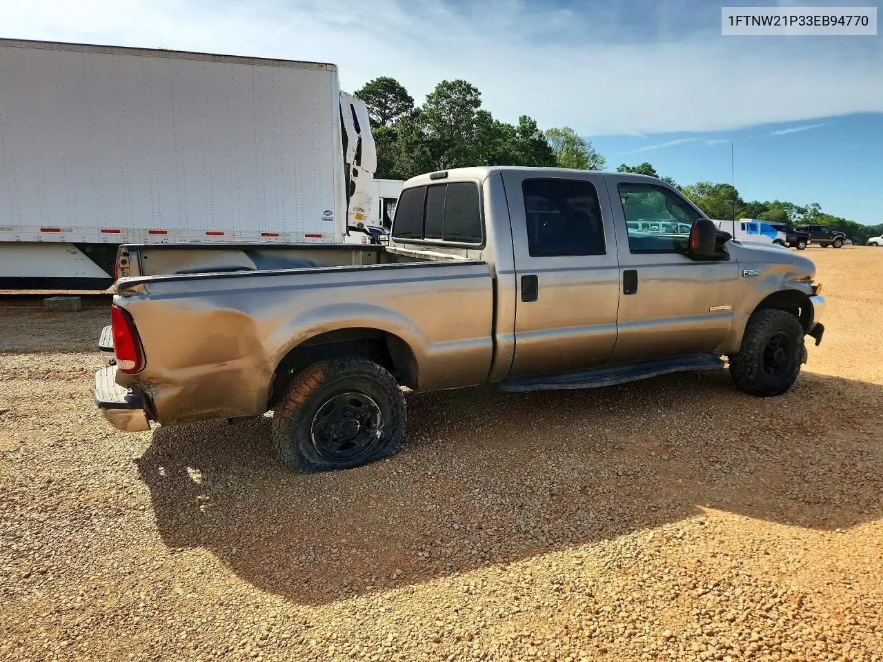 2003 Ford F250 Super Duty VIN: 1FTNW21P33EB94770 Lot: 61703066