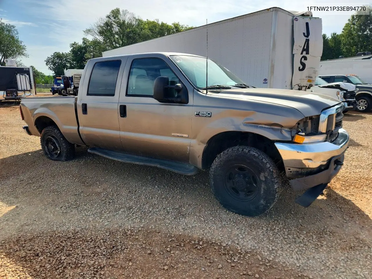 2003 Ford F250 Super Duty VIN: 1FTNW21P33EB94770 Lot: 61703066