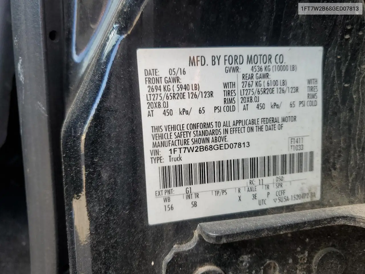 1FT7W2B68GED07813 2016 Ford F-250 Lariat