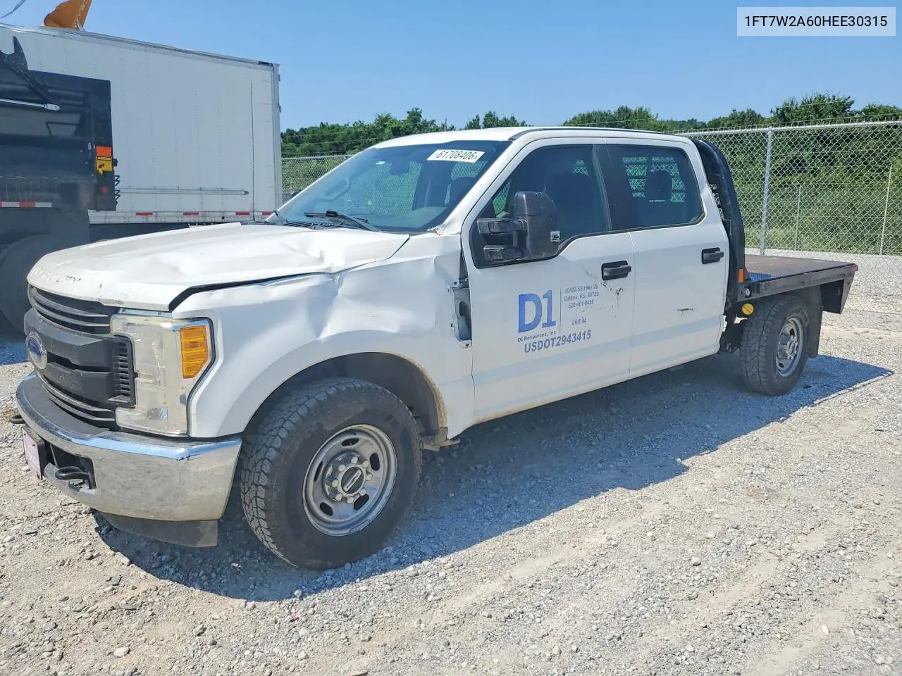 2017 Ford F250 Super Duty VIN: 1FT7W2A60HEE30315 Lot: 61708406
