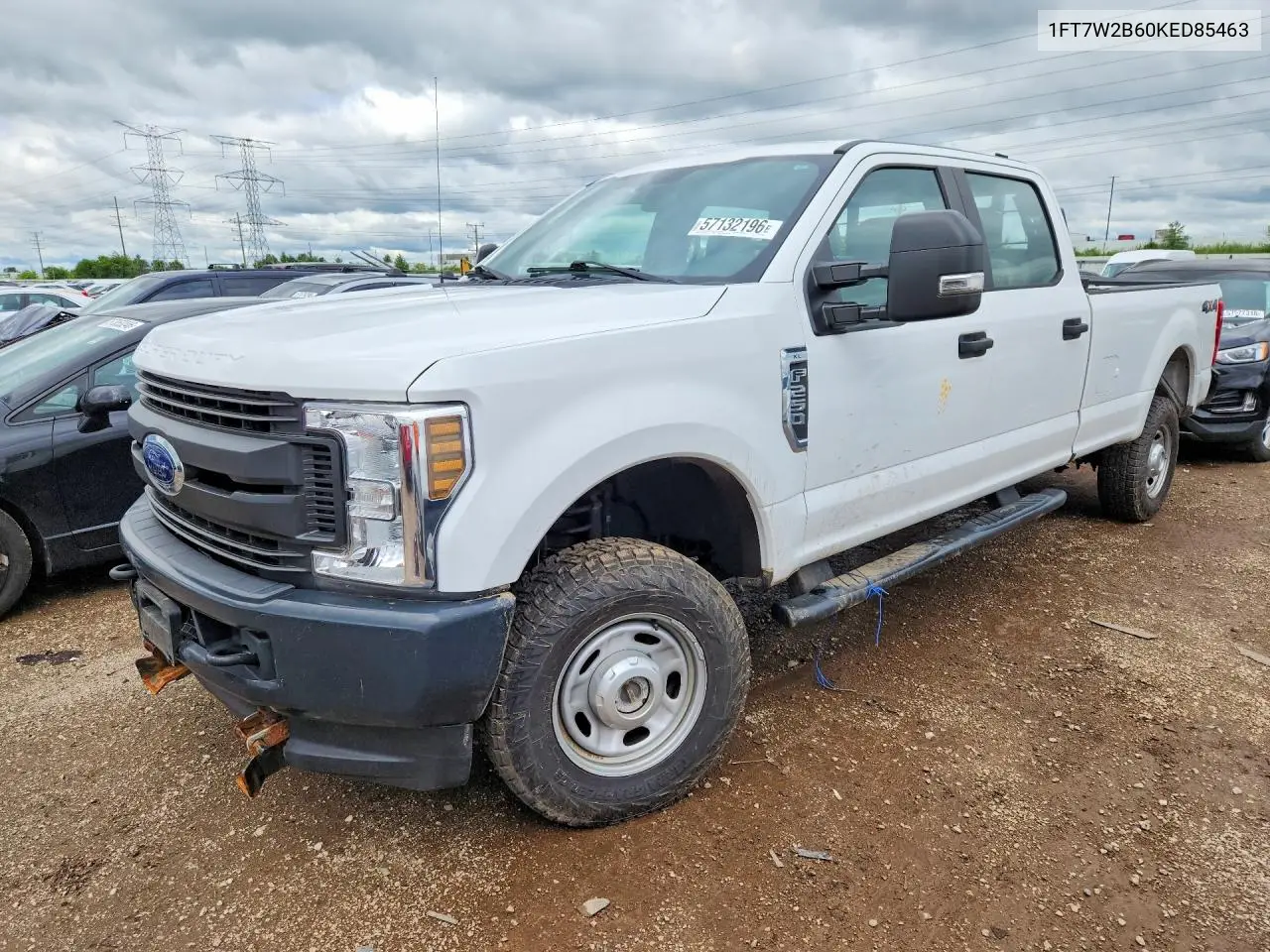2019 Ford F250 Super Duty VIN: 1FT7W2B60KED85463 Lot: 57132196