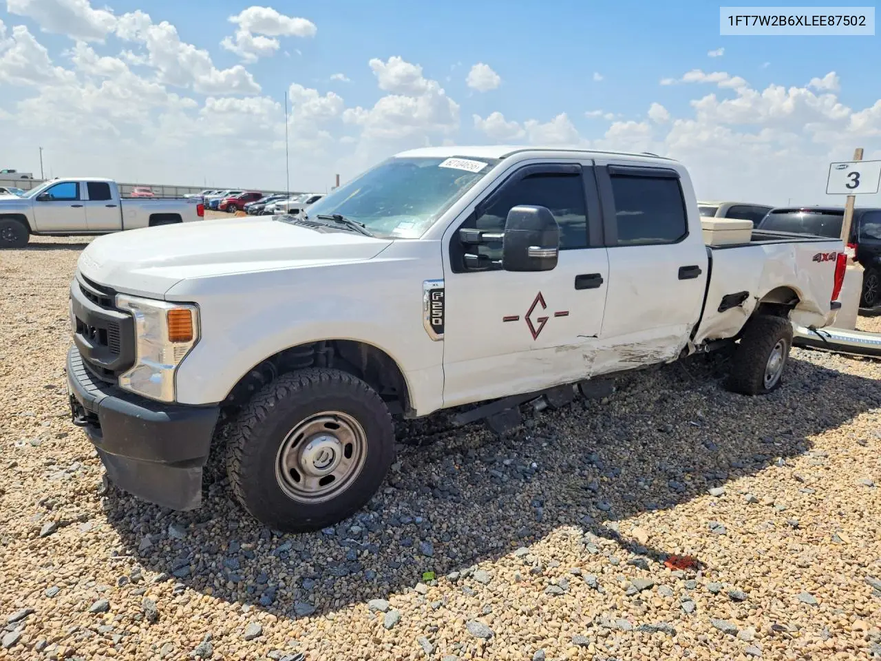 2020 Ford F250 Super Duty VIN: 1FT7W2B6XLEE87502 Lot: 62104656