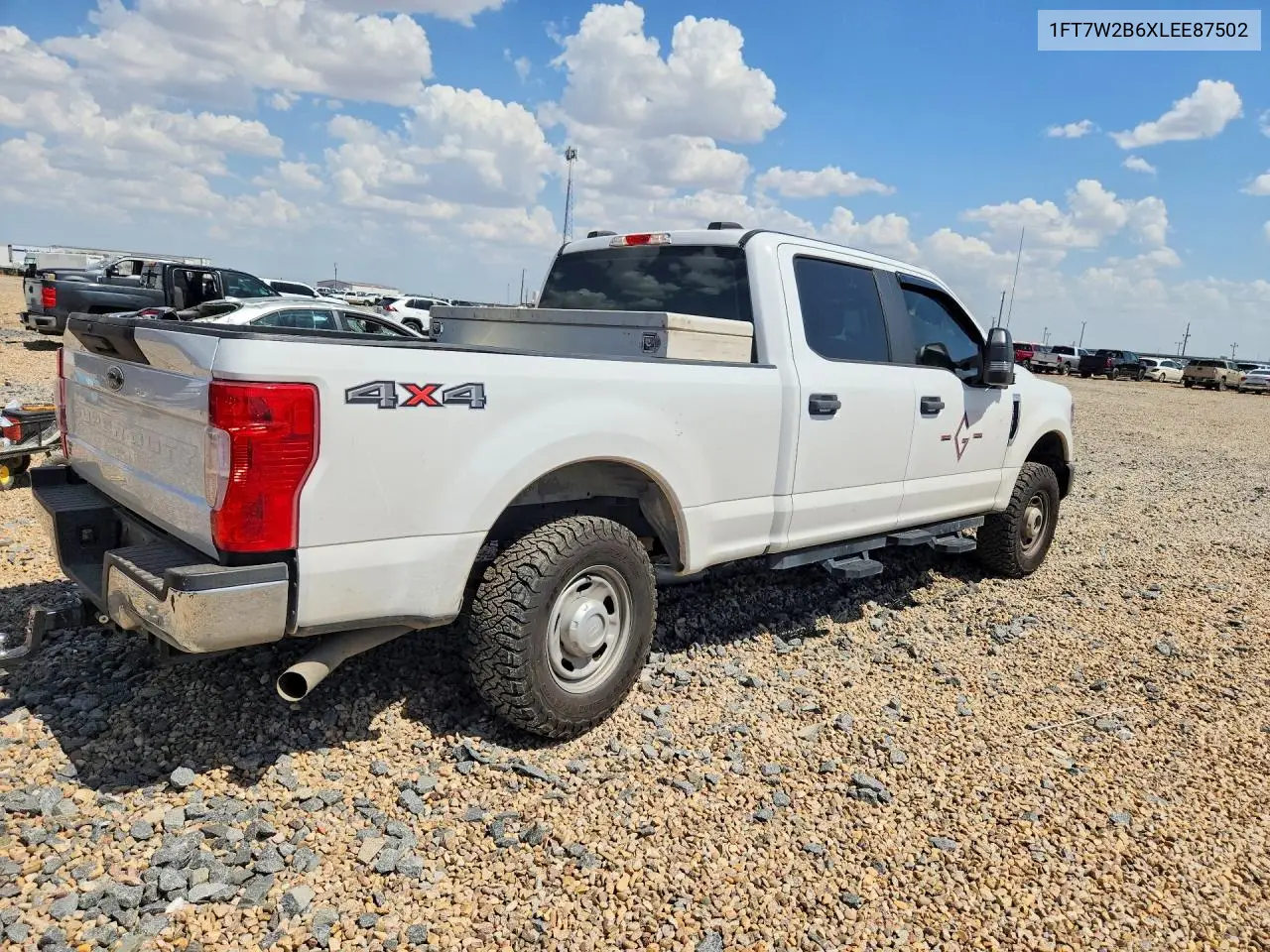 2020 Ford F250 Super Duty VIN: 1FT7W2B6XLEE87502 Lot: 62104656