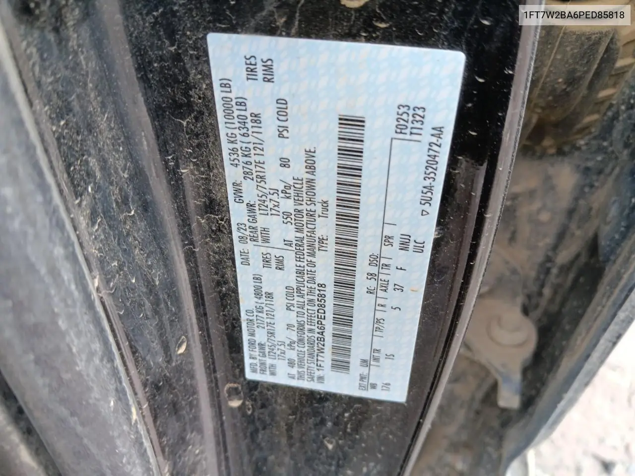 1FT7W2BA6PED85818 2023 Ford F250 Super Duty