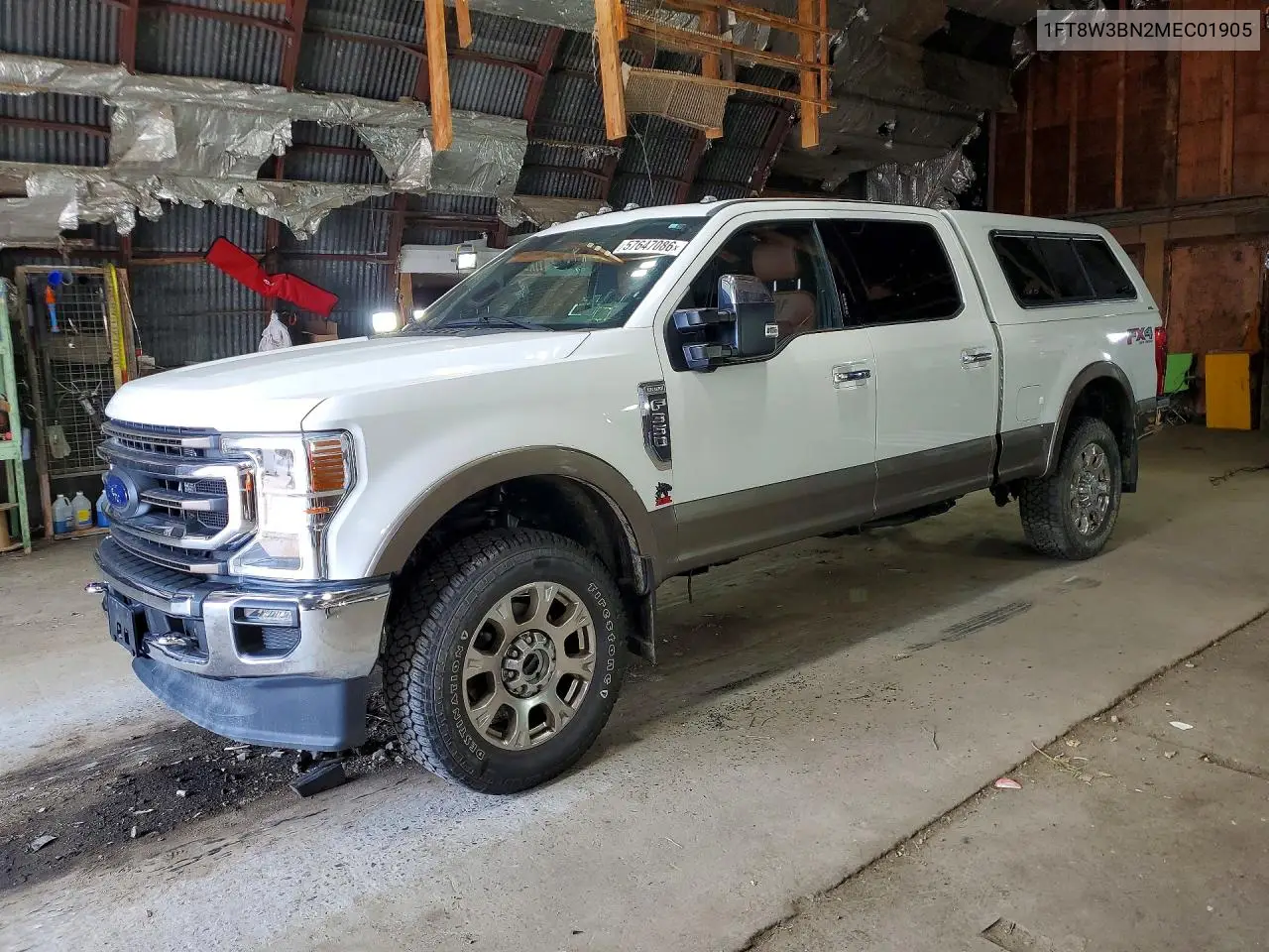 2021 Ford F350 Super Duty VIN: 1FT8W3BN2MEC01905 Lot: 57647086