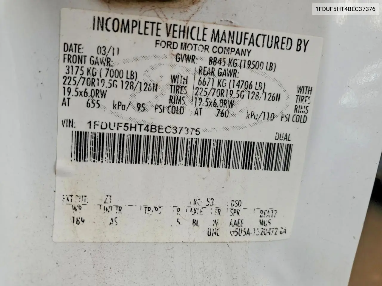 2011 Ford F550 Super Duty Crane Truck VIN: 1FDUF5HT4BEC37376 Lot: 52926466