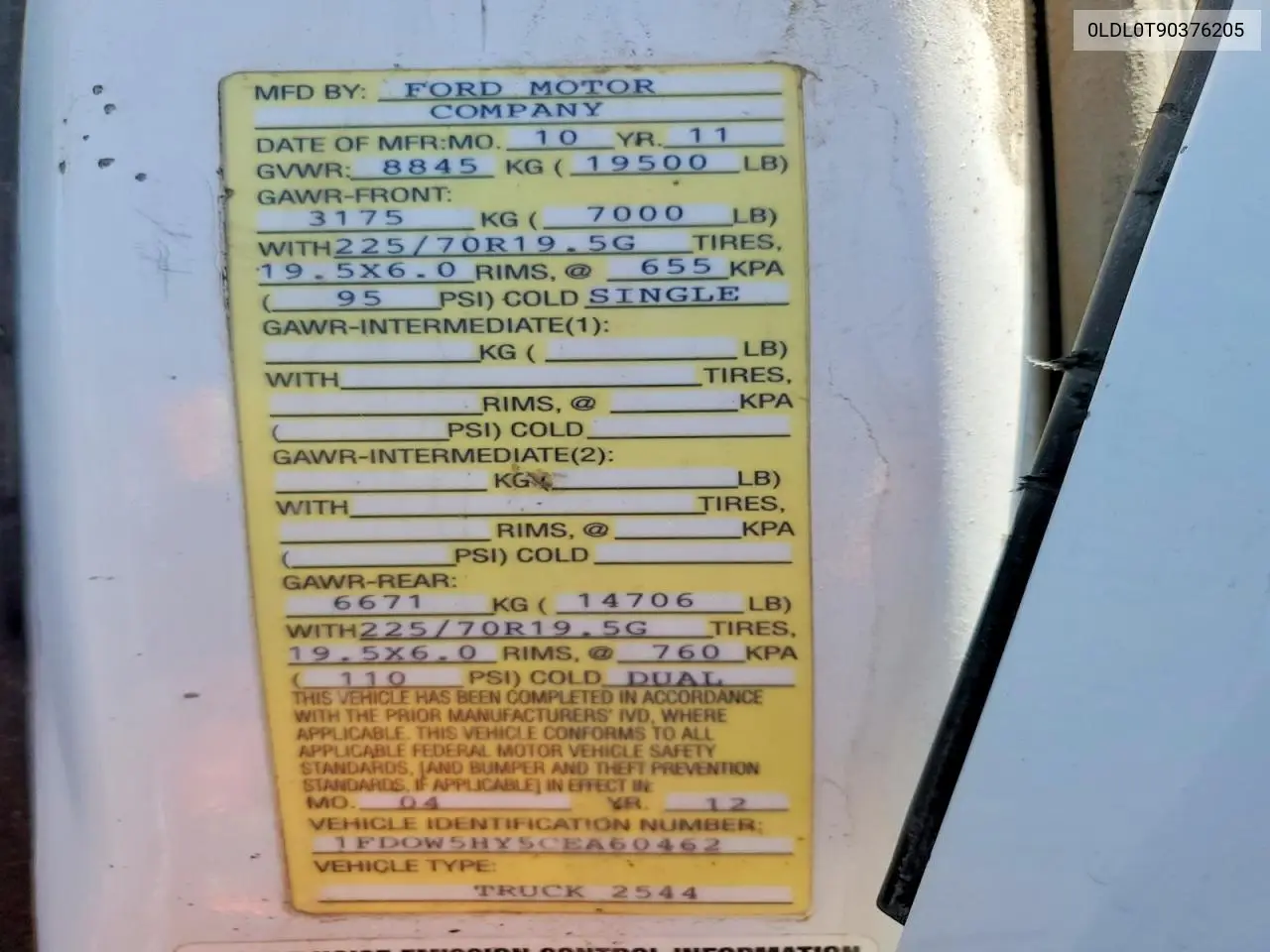 2012 Ford F550 Super Duty Bucket Truck VIN: 1FD0W5HY5CEA60462 Lot: 59109476