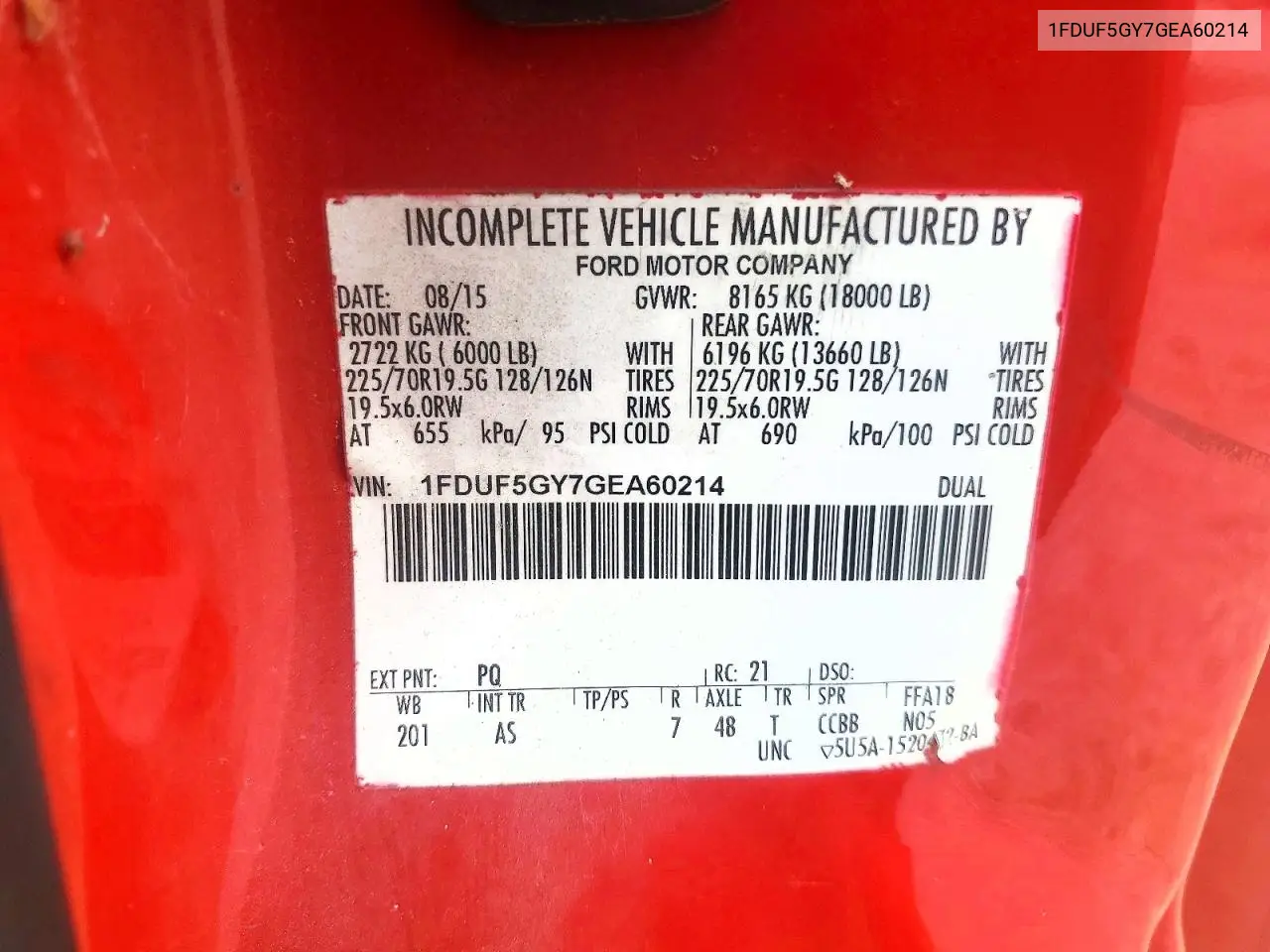 2016 Ford F550 Super Duty Delivery Truck VIN: 1FDUF5GY7GEA60214 Lot: 53920636