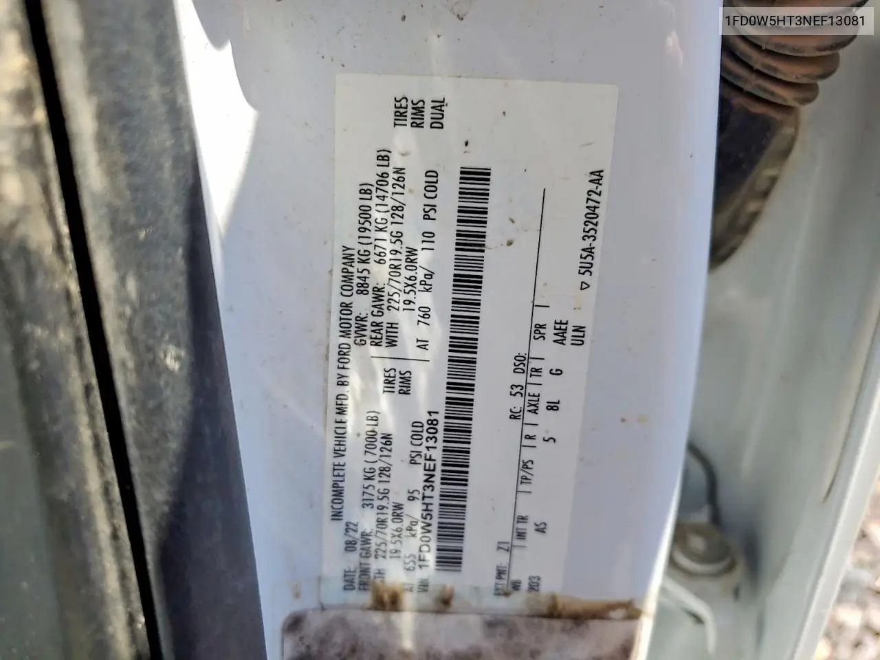 2022 Ford F550 Super - Utility / Service Truck VIN: 1FD0W5HT3NEF13081 Lot: 56472006