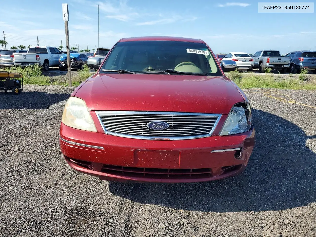 2005 Ford Five Hundred Se VIN: 1FAFP23135G135774 Lot: 56891976