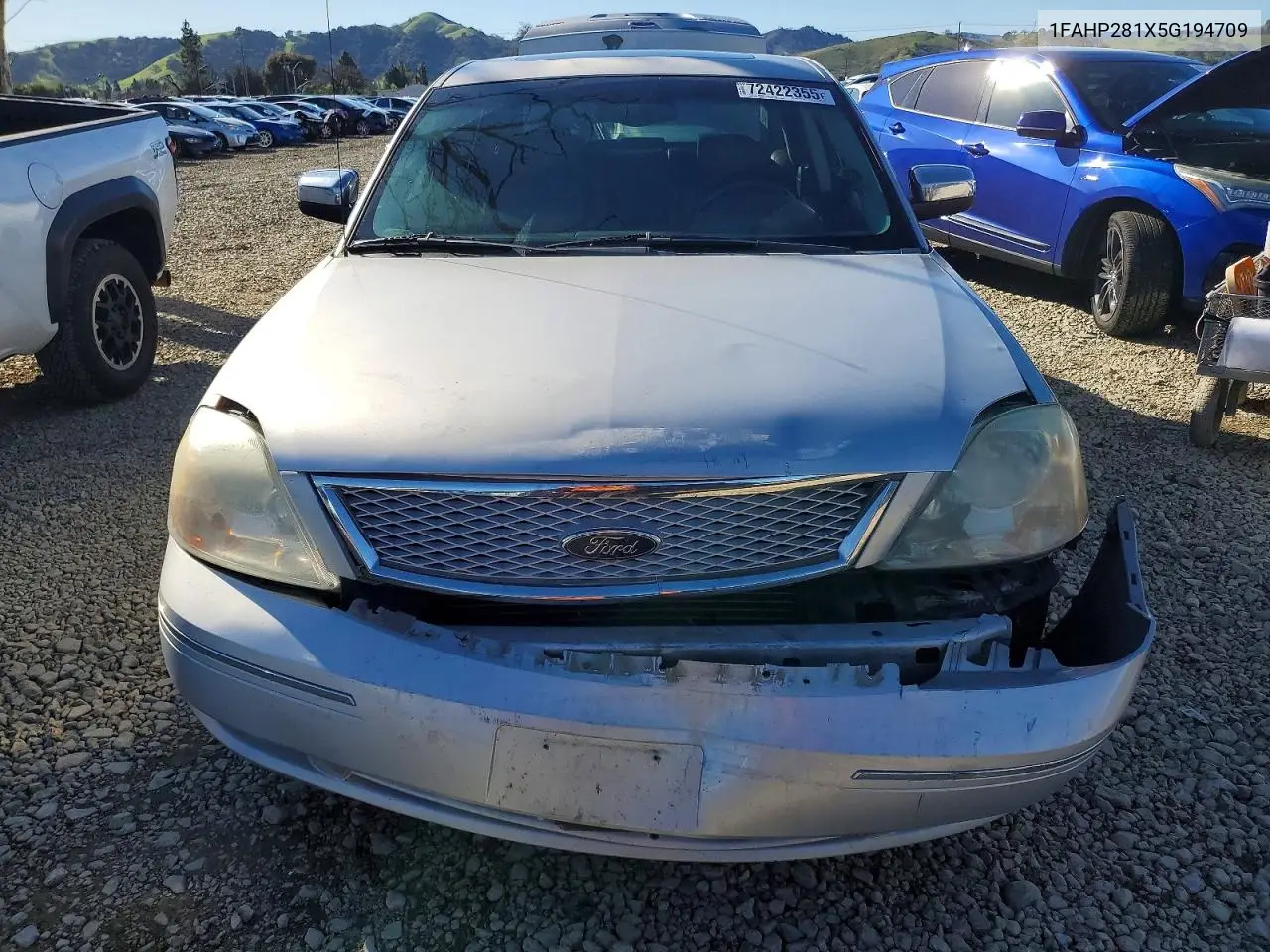 2005 Ford Five Hundred Limited VIN: 1FAHP281X5G194709 Lot: 72422355