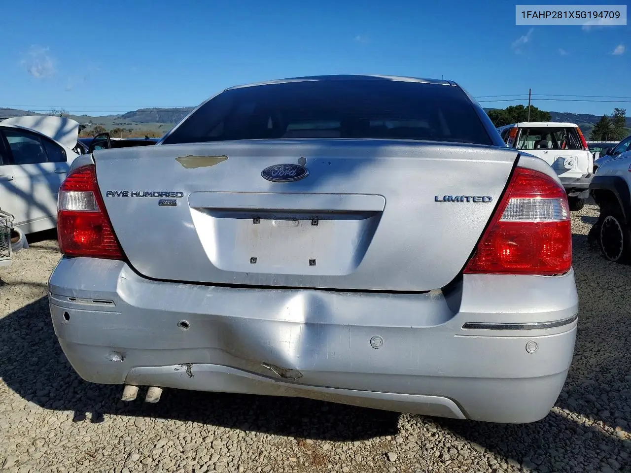 2005 Ford Five Hundred Limited VIN: 1FAHP281X5G194709 Lot: 72422355