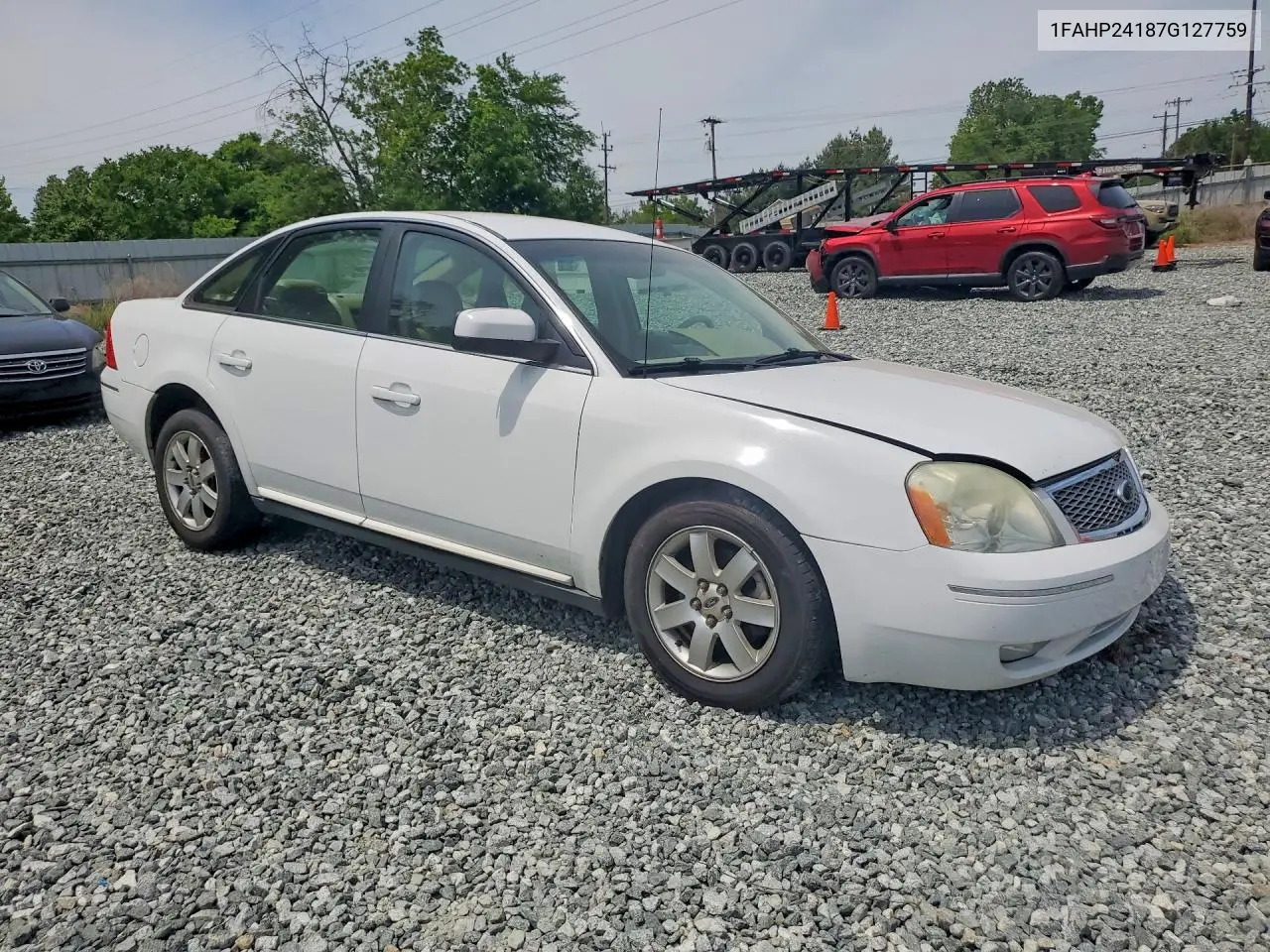 2007 Ford Five Hundred Sel VIN: 1FAHP24187G127759 Lot: 49944666