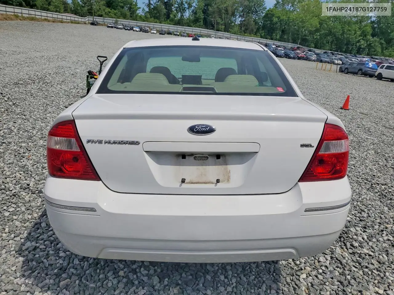 2007 Ford Five Hundred Sel VIN: 1FAHP24187G127759 Lot: 49944666