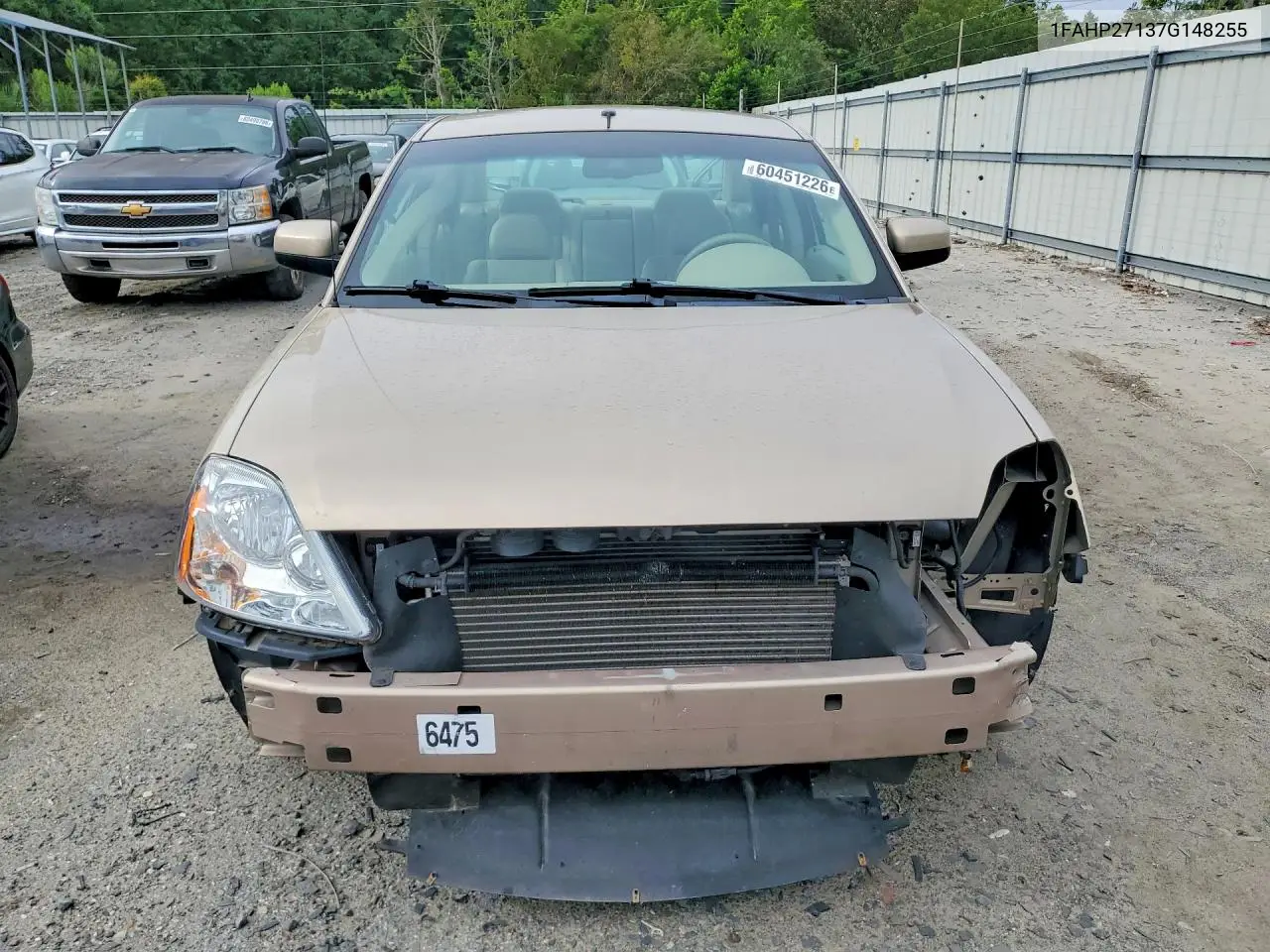 2007 Ford Five Hundred Sel VIN: 1FAHP27137G148255 Lot: 60451226