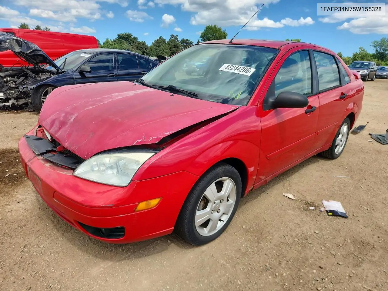 2005 Ford Focus Zx4 VIN: 1FAFP34N75W155328 Lot: 62244206
