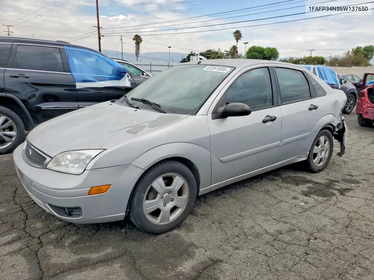 2006 Ford Focus Zx4 VIN: 1FAFP34N86W137650 Lot: 62061686