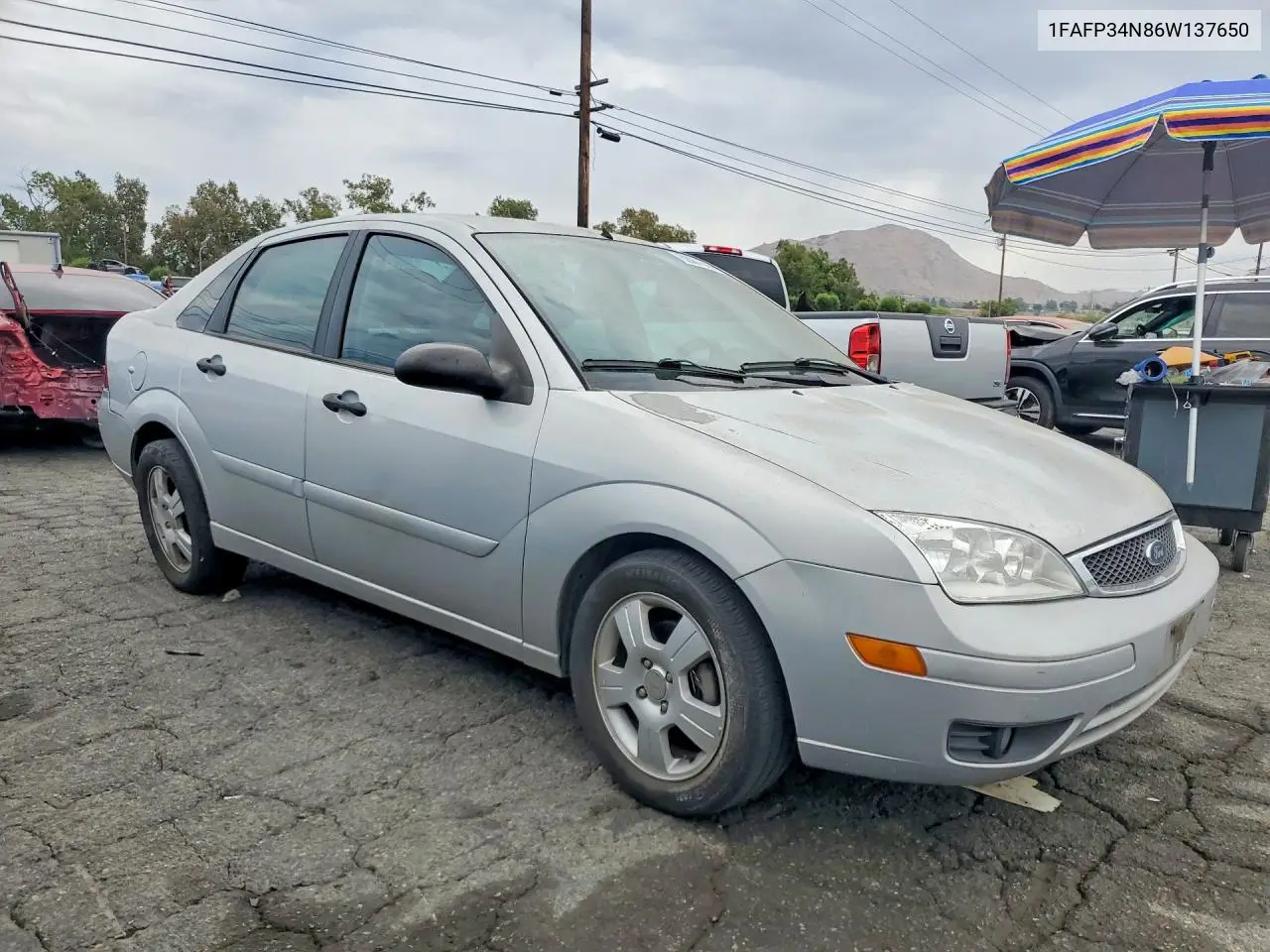 2006 Ford Focus Zx4 VIN: 1FAFP34N86W137650 Lot: 62061686