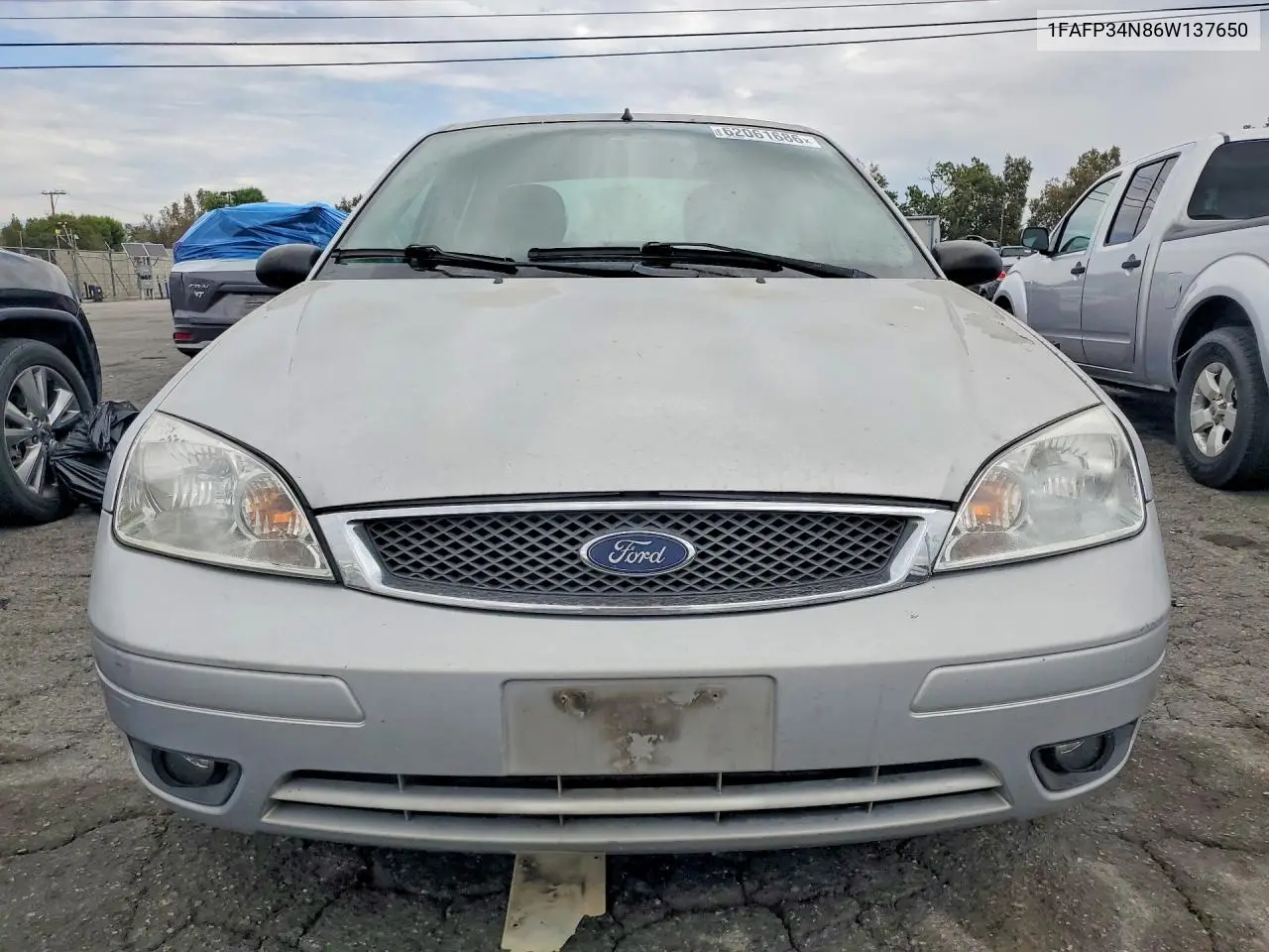 2006 Ford Focus Zx4 VIN: 1FAFP34N86W137650 Lot: 62061686
