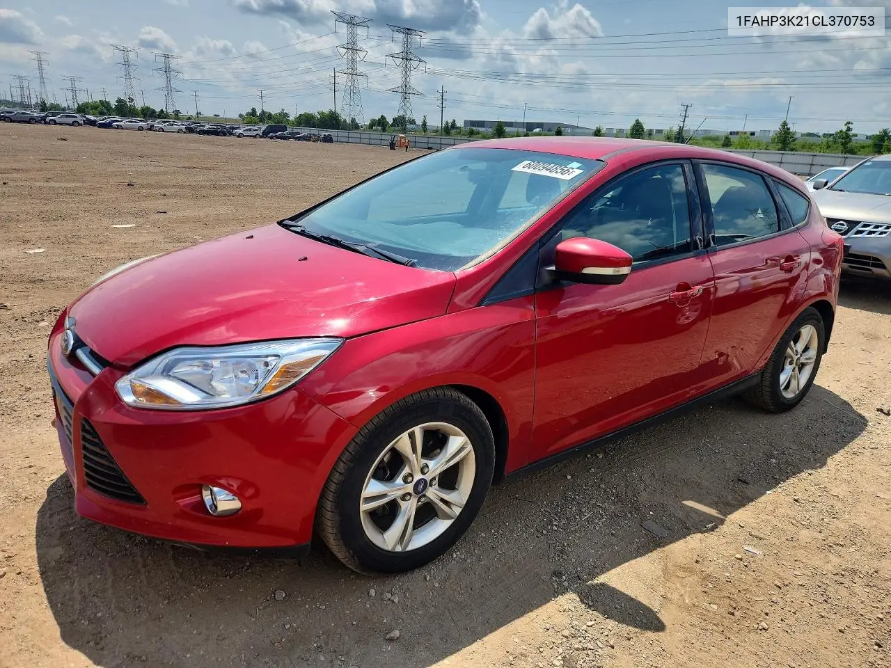 2012 Ford Focus Se VIN: 1FAHP3K21CL370753 Lot: 60094856