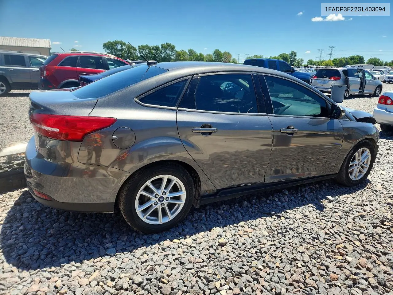2016 Ford Focus Se VIN: 1FADP3F22GL403094 Lot: 57953846