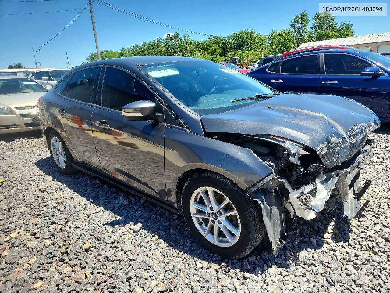 2016 Ford Focus Se VIN: 1FADP3F22GL403094 Lot: 57953846