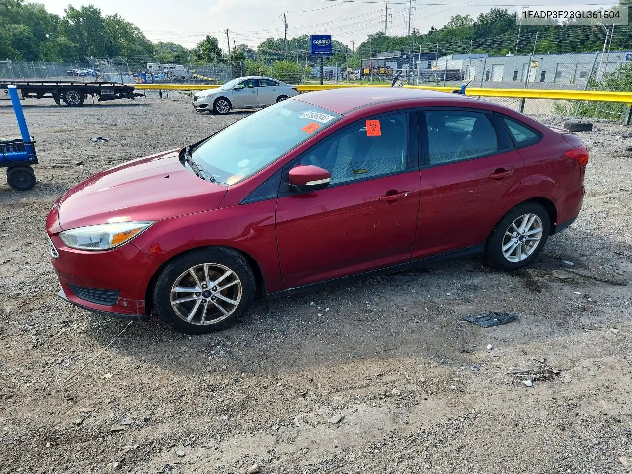2016 Ford Focus Se VIN: 1FADP3F23GL361504 Lot: 61686346
