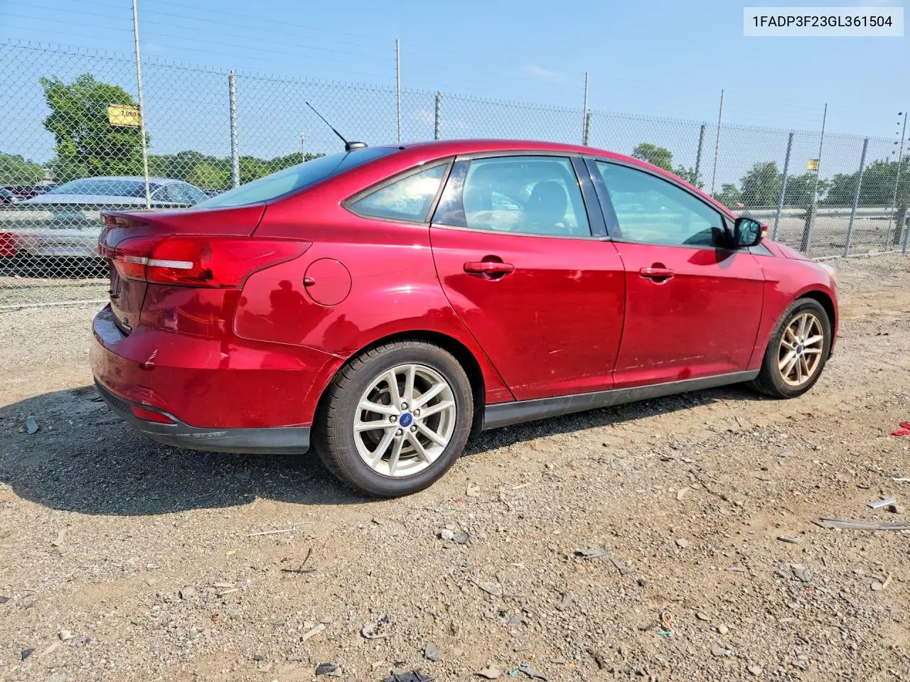 2016 Ford Focus Se VIN: 1FADP3F23GL361504 Lot: 61686346