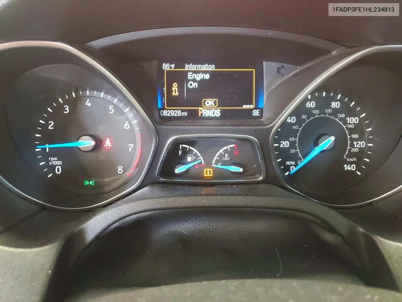 2017 Ford Focus Se VIN: 1FADP3FE1HL234813 Lot: 59781856
