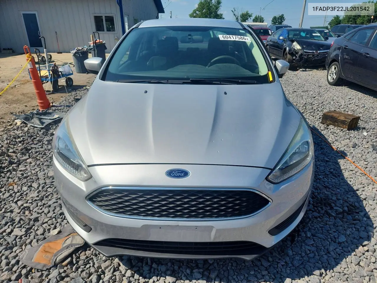 2018 Ford Focus Se VIN: 1FADP3F22JL201542 Lot: 60417586