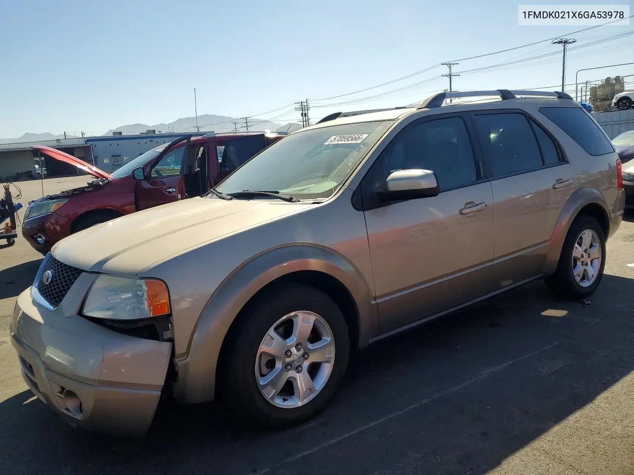 2006 Ford Freestyle Sel VIN: 1FMDK021X6GA53978 Lot: 57059566