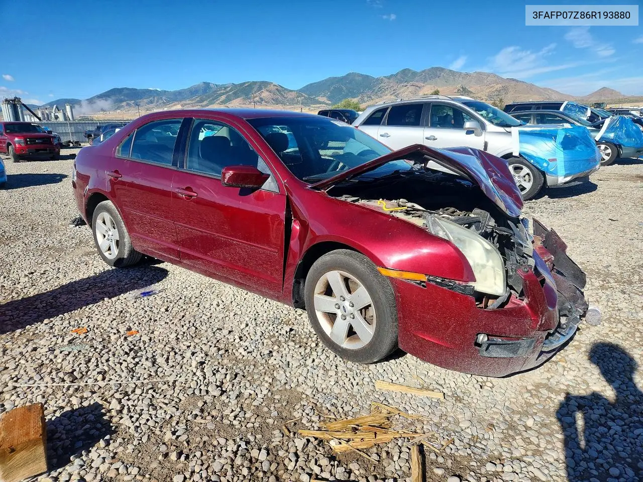 2006 Ford Fusion Se VIN: 3FAFP07Z86R193880 Lot: 59176016