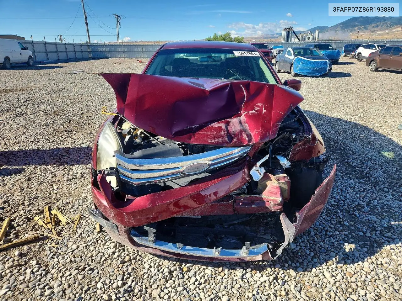 2006 Ford Fusion Se VIN: 3FAFP07Z86R193880 Lot: 59176016