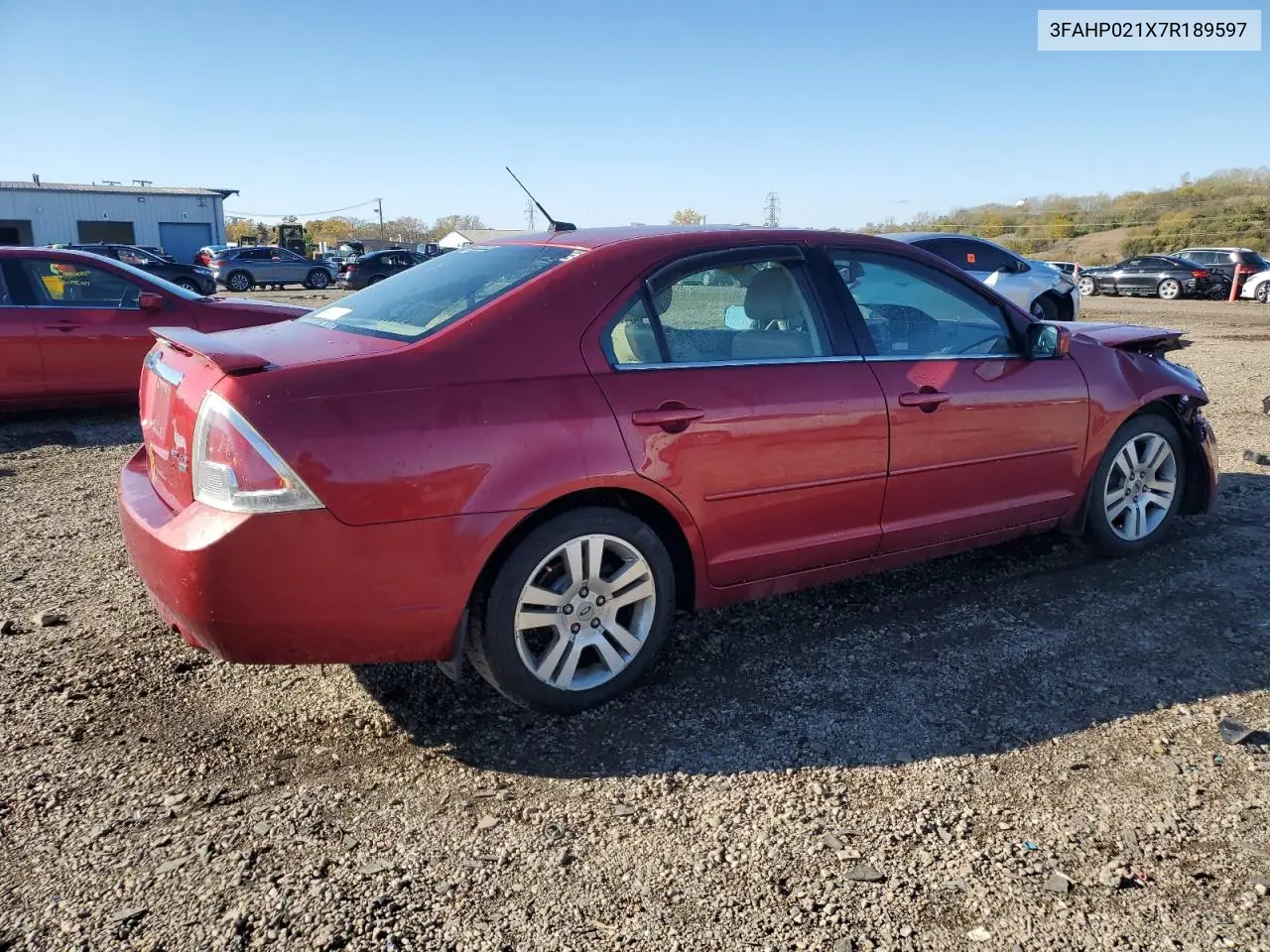 3FAHP021X7R189597 2007 Ford Fusion Sel