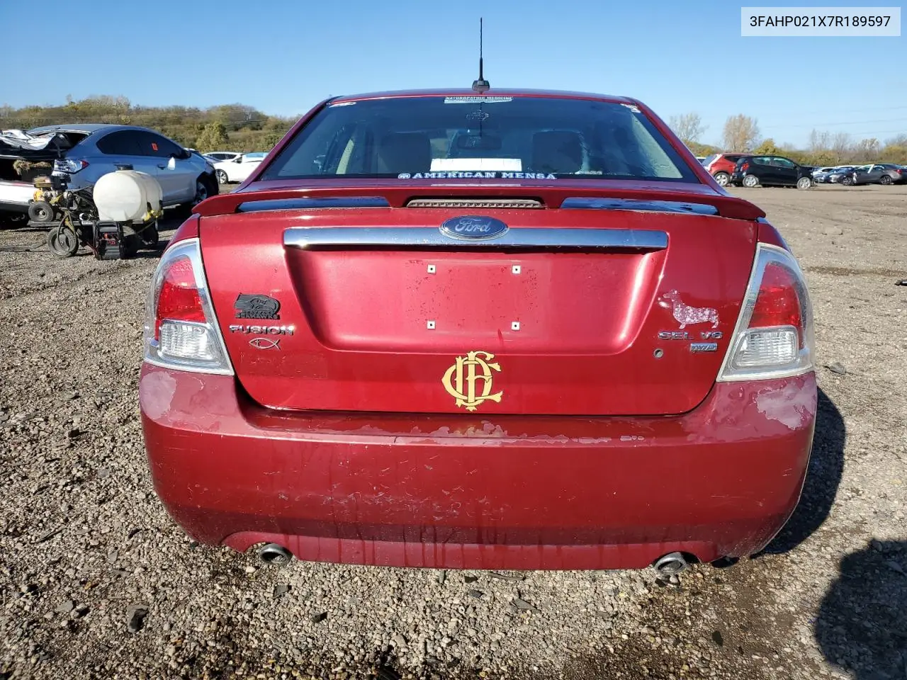 3FAHP021X7R189597 2007 Ford Fusion Sel