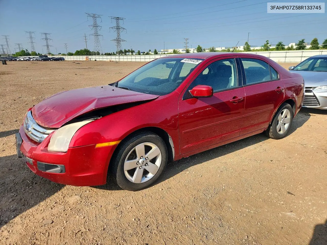 2008 Ford Fusion Se VIN: 3FAHP07Z58R133745 Lot: 62054426
