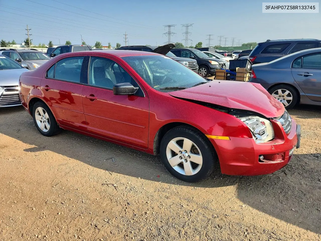 2008 Ford Fusion Se VIN: 3FAHP07Z58R133745 Lot: 62054426