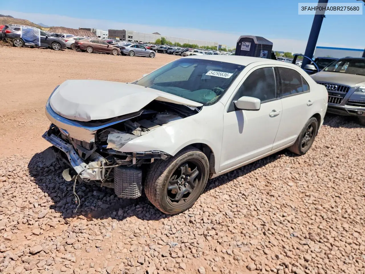 2011 Ford Fusion Se VIN: 3FAHP0HA0BR275680 Lot: 54295636