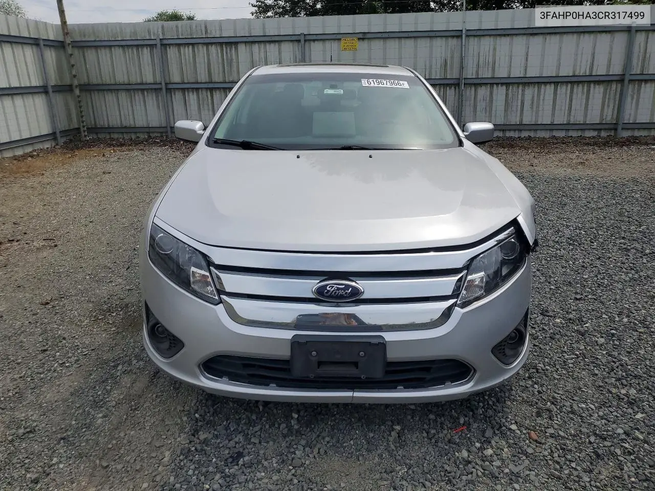 2012 Ford Fusion Se VIN: 3FAHP0HA3CR317499 Lot: 61967966