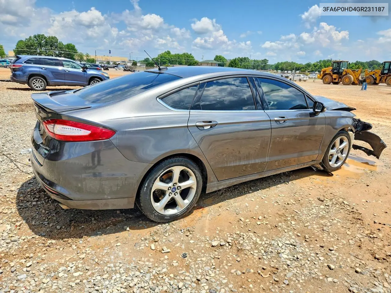 2016 Ford Fusion Se VIN: 3FA6P0HD4GR231187 Lot: 56591286