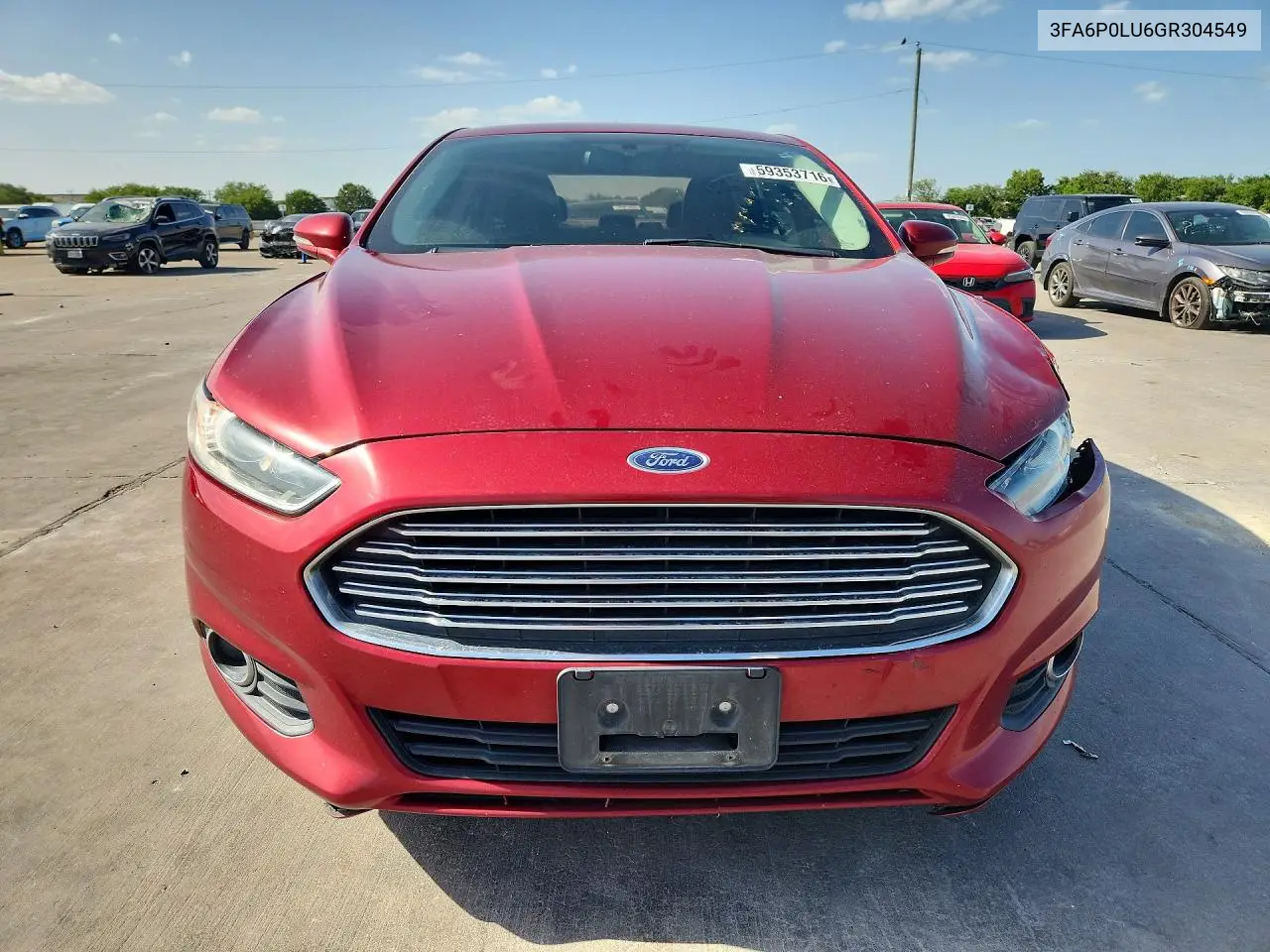 2016 Ford Fusion Se Hybrid VIN: 3FA6P0LU6GR304549 Lot: 59353716