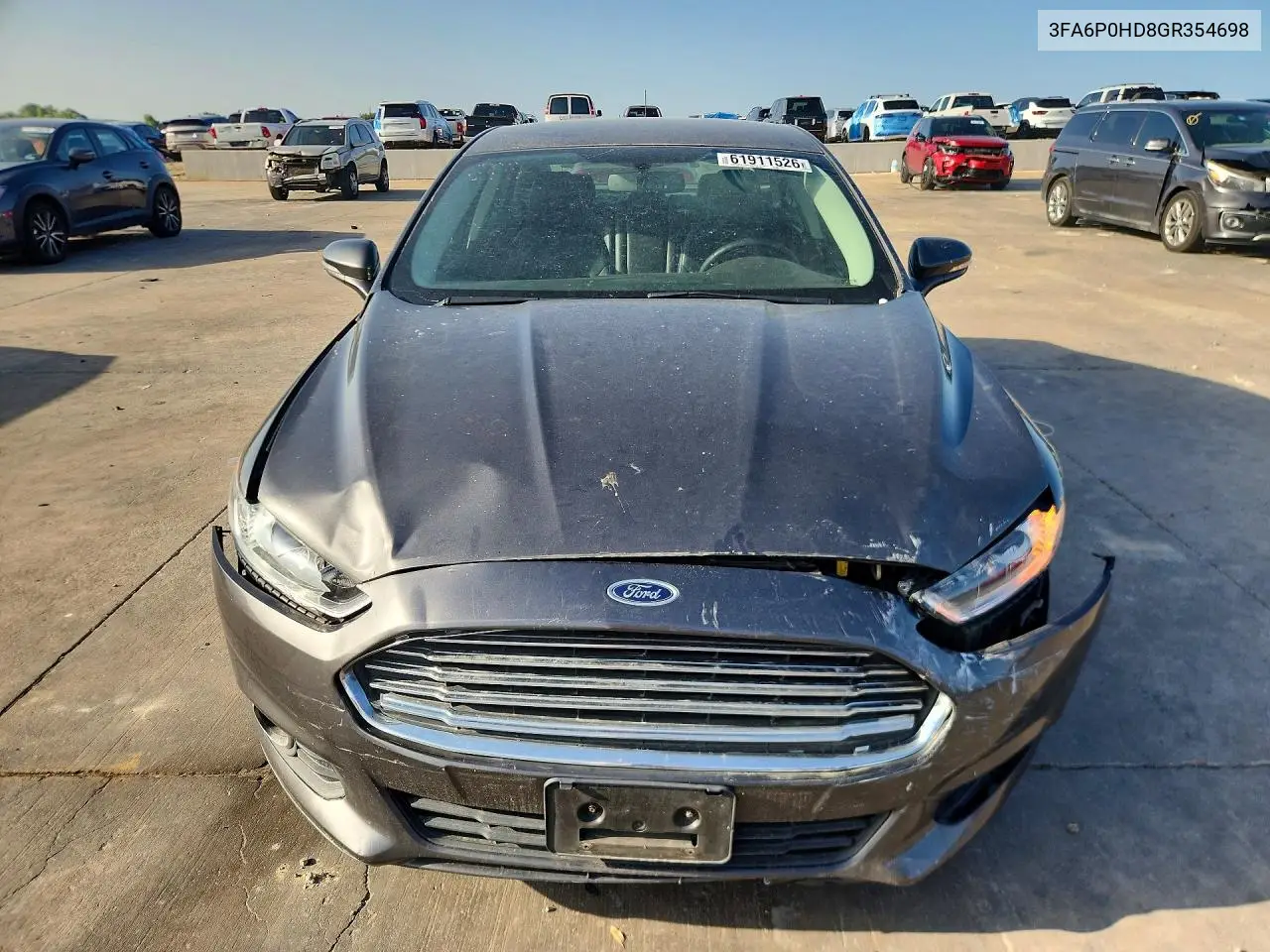 2016 Ford Fusion Se VIN: 3FA6P0HD8GR354698 Lot: 61911526