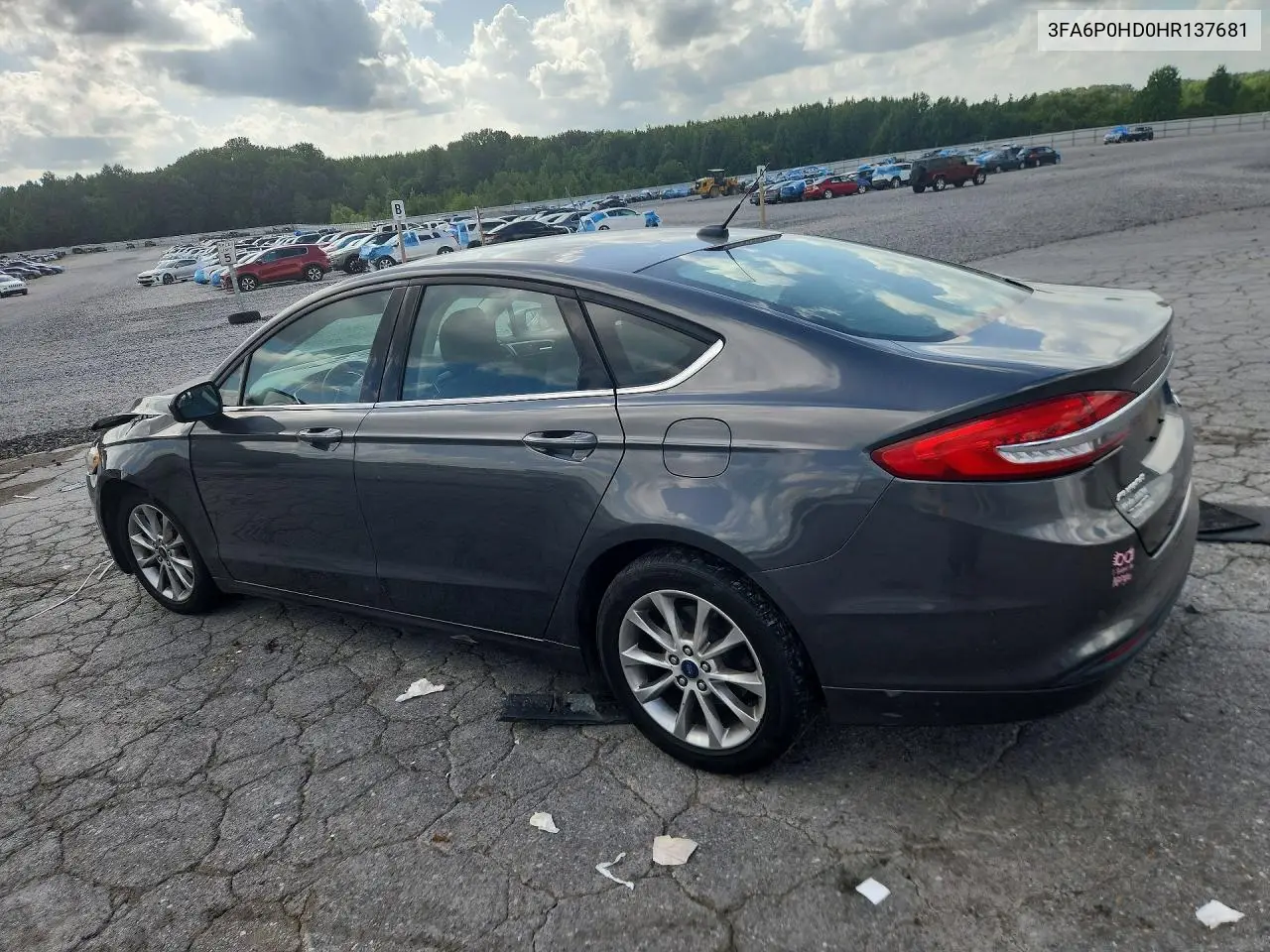2017 Ford Fusion Se VIN: 3FA6P0HD0HR137681 Lot: 61377266