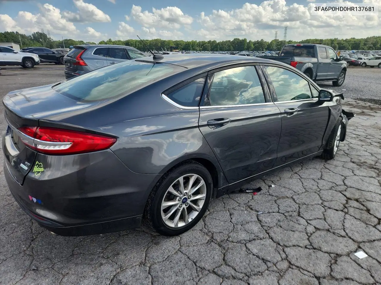 2017 Ford Fusion Se VIN: 3FA6P0HD0HR137681 Lot: 61377266