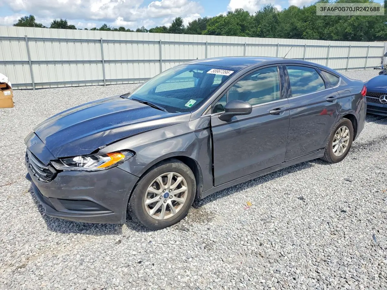 2018 Ford Fusion S VIN: 3FA6P0G70JR242688 Lot: 58967396