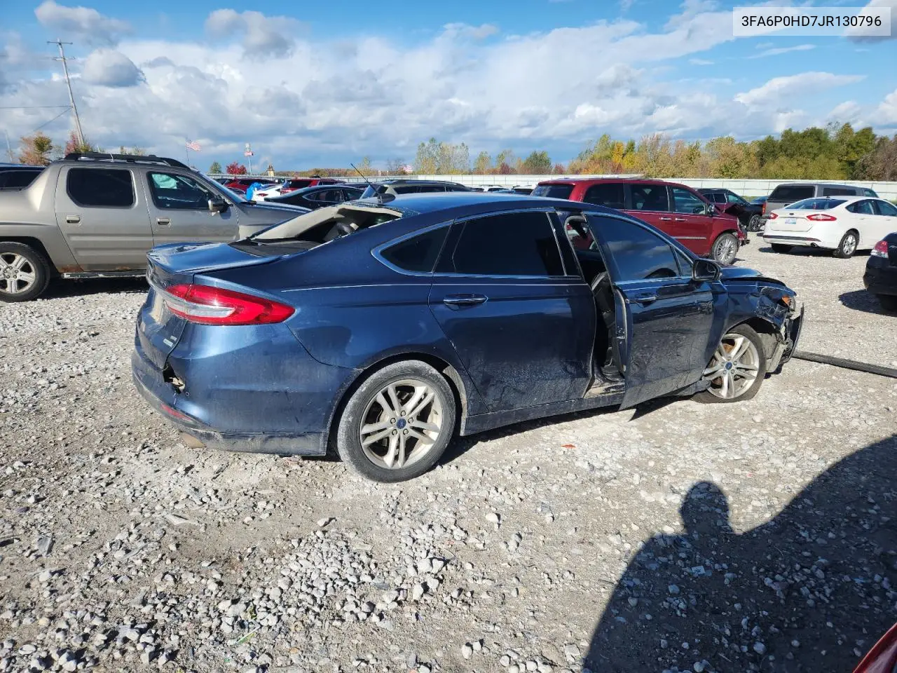2018 Ford Fusion Se VIN: 3FA6P0HD7JR130796 Lot: 82624555